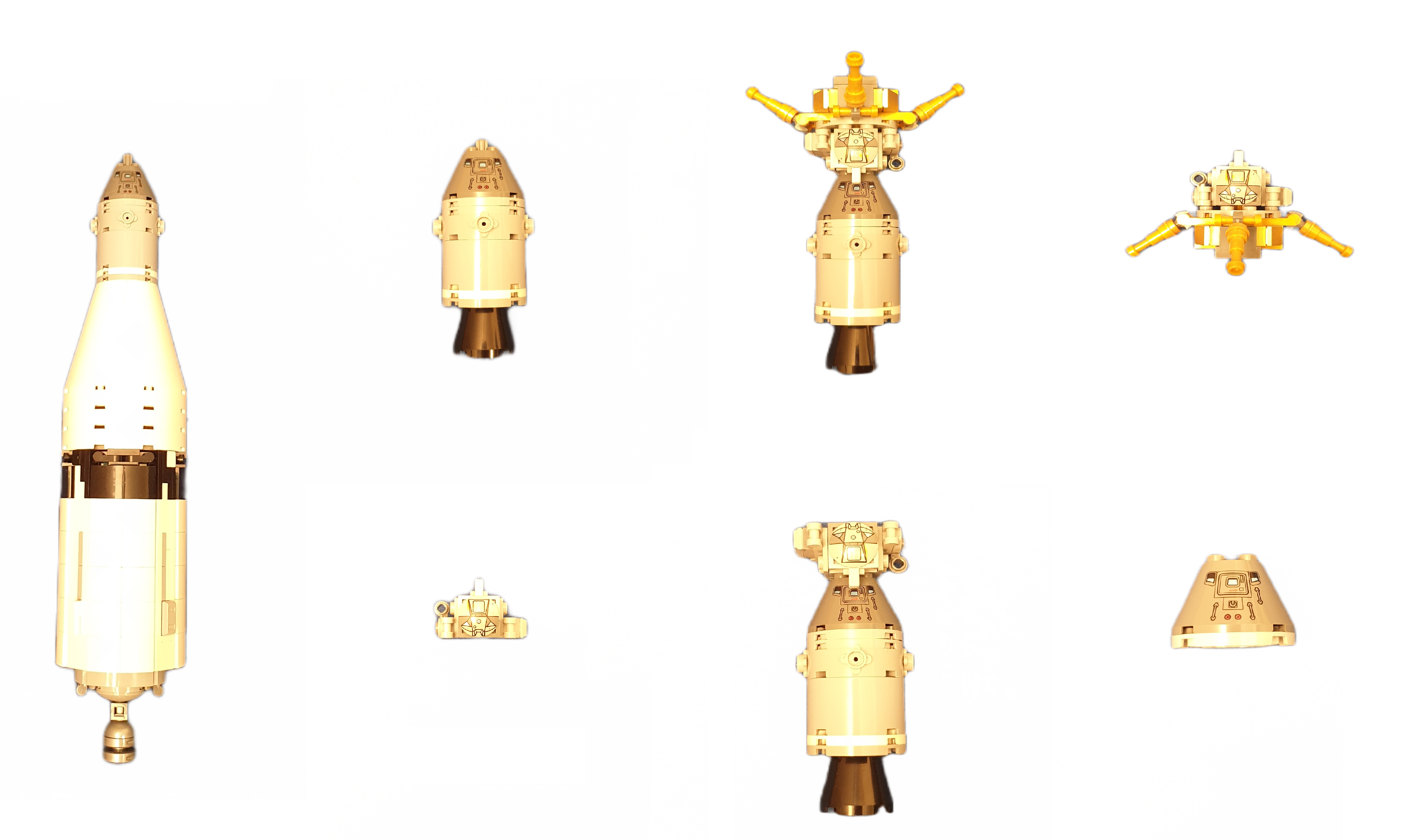 Différentes configurations du vaisseau au cours d'une mission Apollo